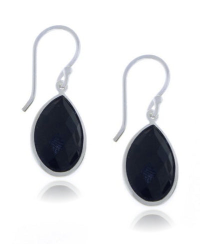 Zilveren oorhangers met Zwarte Onyx edelstenen