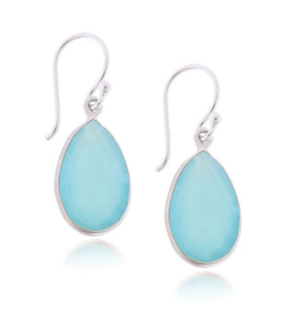 Zilveren oorhangers met Chalcedoon edelstenen