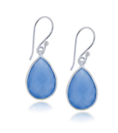 Zilveren oorhangers met Blauwe Chalcedoon edelstenen