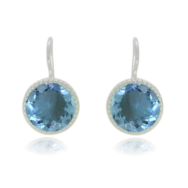 Zilveren oorhangers met Blauwe Topaas edelstenen