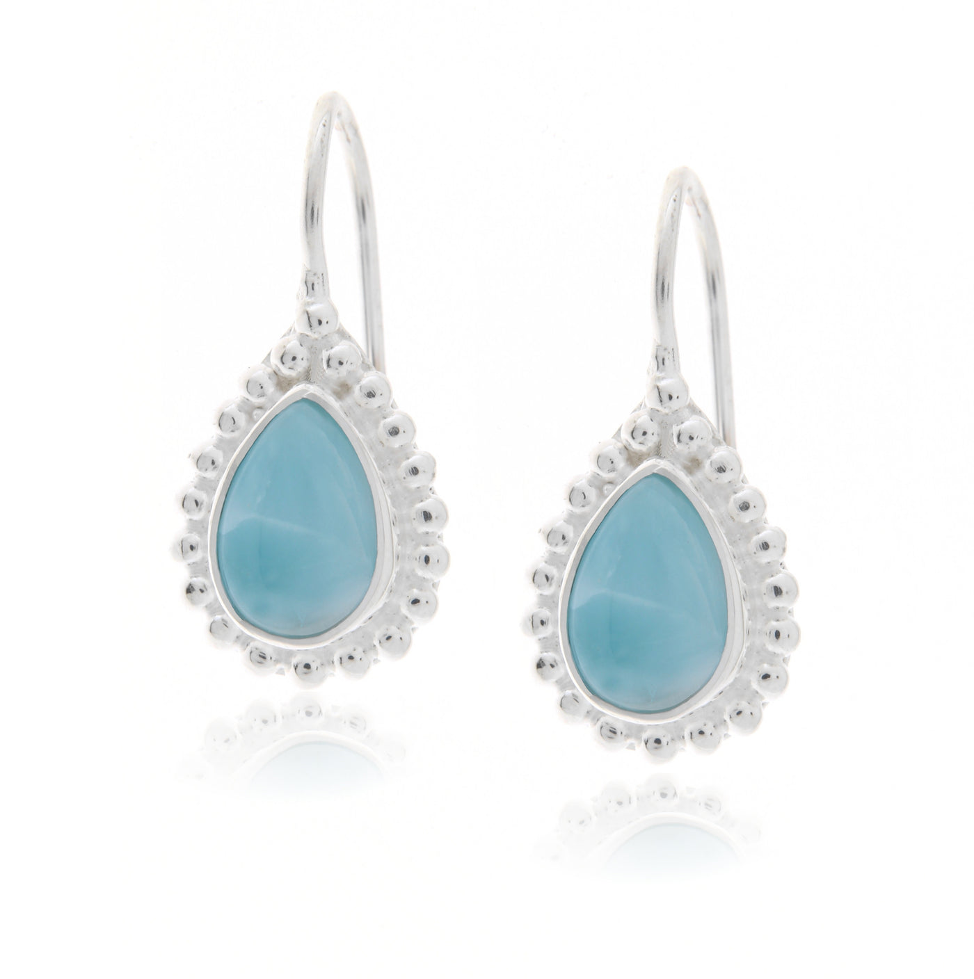Zilveren oorhangers met Larimar edelstenen