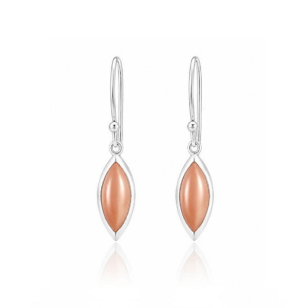 Zilveren oorhangers met marquise geslepen edelstenen - 925 zilver - 10 x 6 mm