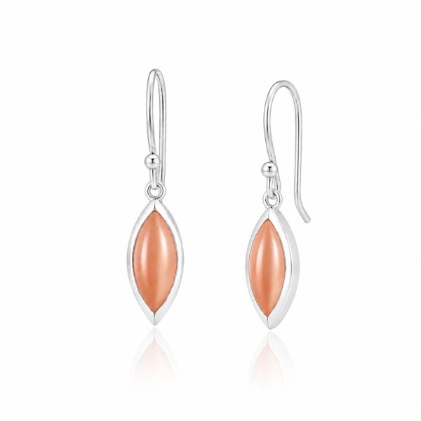 Zilveren oorhangers met marquise geslepen edelstenen - 925 zilver - 10 x 6 mm