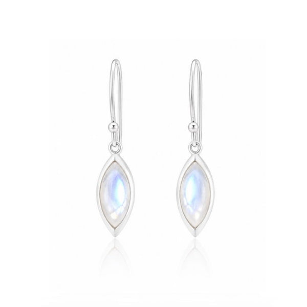 Zilveren oorhangers met marquise geslepen edelstenen - 925 zilver - 10 x 6 mm