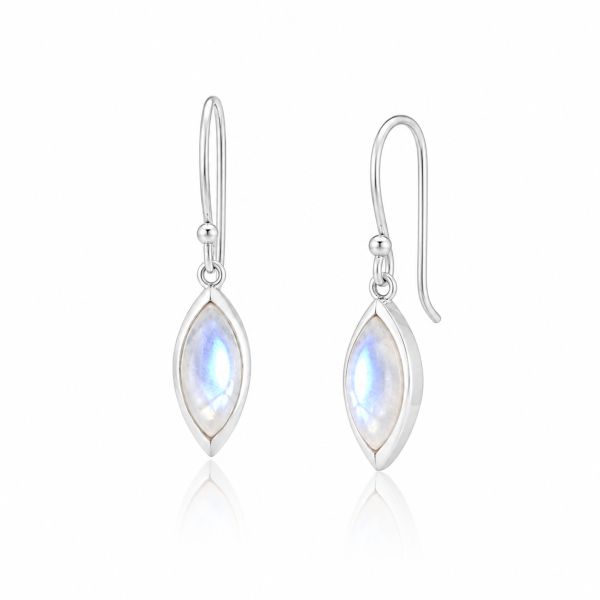 Zilveren oorhangers met marquise geslepen edelstenen - 925 zilver - 10 x 6 mm