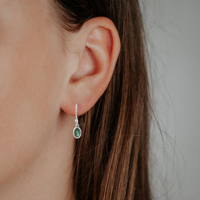 Zilveren oorhangers met Smaragd edelstenen