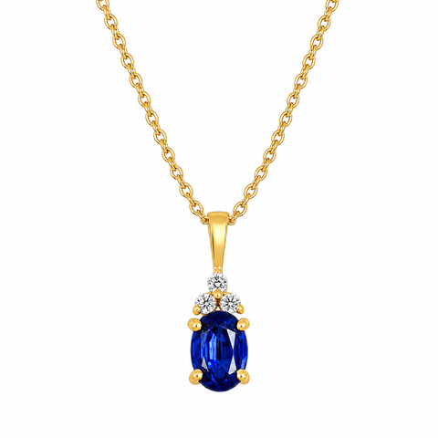 Hanger met ovaal geslepen in klauwzetting gezette edelsteen, gefacetteerd - goldplated zilver - 6 x 4 mm · Diamant 6 x 4 mm