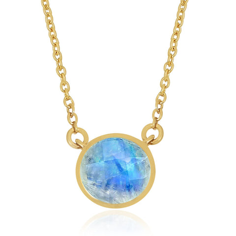 Collier met edelsteen, gefacetteerd - goldplated zilver - 6 mm