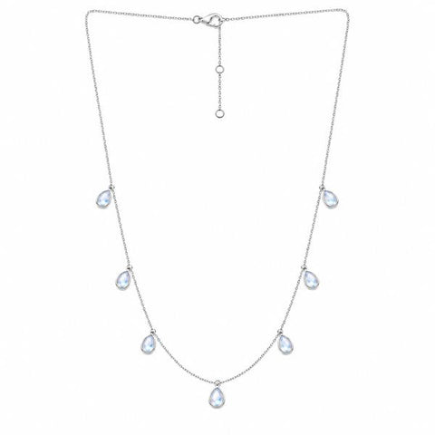 Zilveren collier met druppelvormig edelstenen - 925 zilver - 40 cm · Regenboog Maansteen