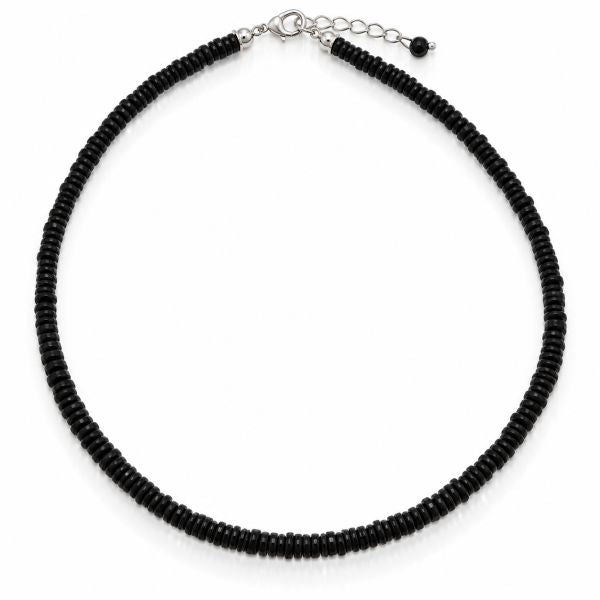 Zilveren collier met plat schijfvormige edelstenen - 925 zilver - 5 mm · Spinel · productfoto · steen:spinel