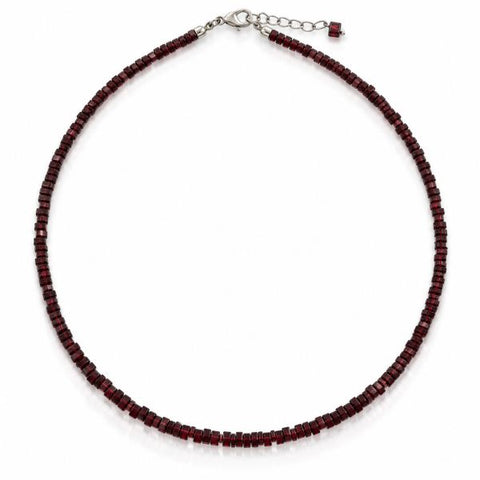Zilveren collier met vierkante geslepen edelstenen - 925 zilver - 5 mm · Granaat