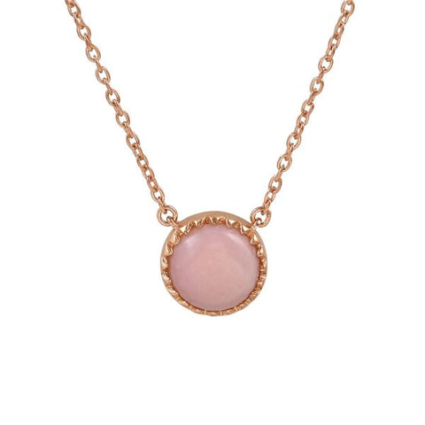 Zilveren collier met ronde edelsteen - 925 zilver - 10 mm · Opaal