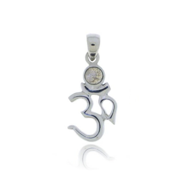 Zilveren Aum hanger met Labradoriet edelsteen