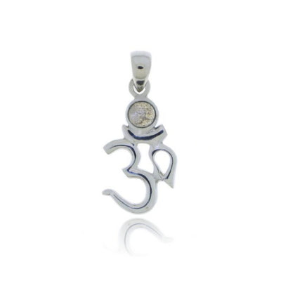 Zilveren Aum hanger met Labradoriet edelsteen