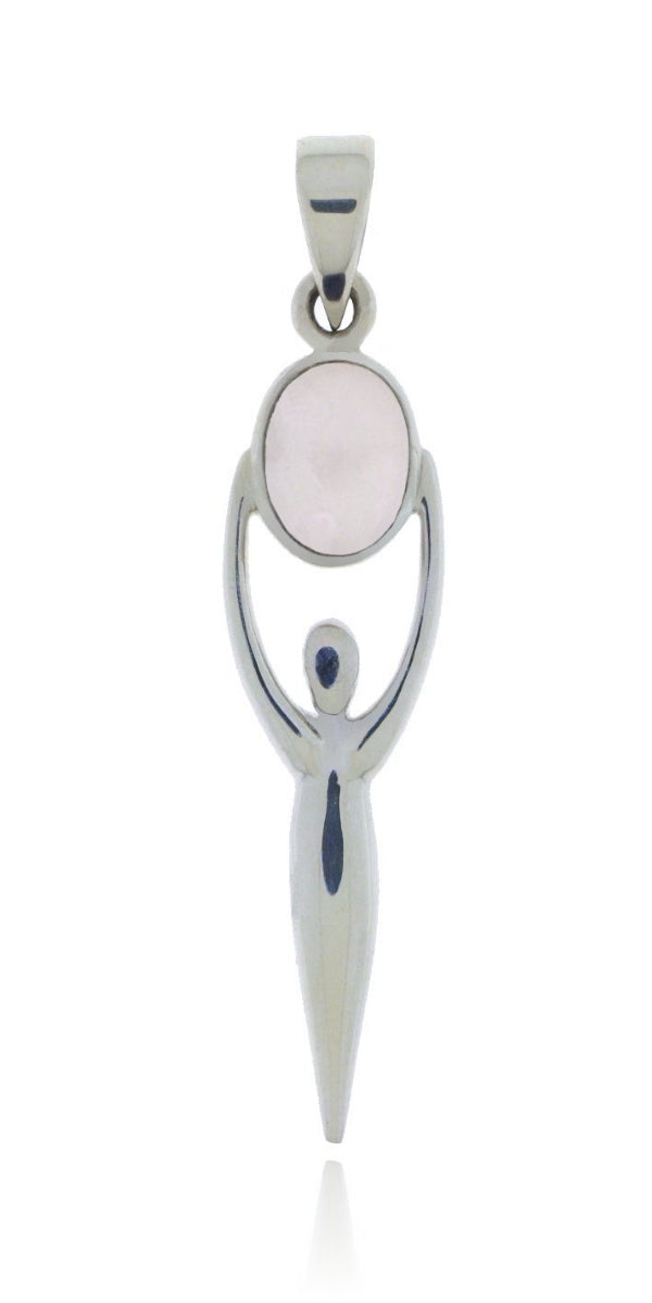 Zilveren Godin van de Aarde, Gaia hanger met Rozenkwarts edelsteen