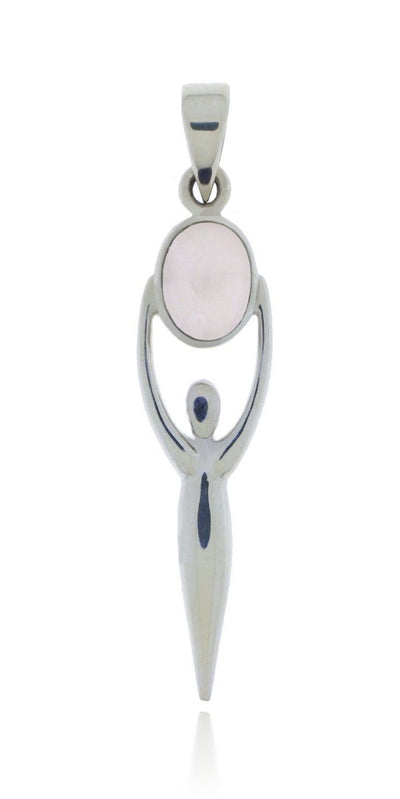 Zilveren Godin van de Aarde, Gaia hanger met Rozenkwarts edelsteen