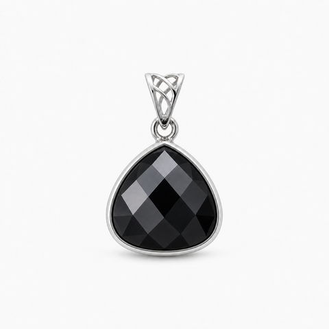 Zilveren hanger met edelsteen - 925 zilver - 35 x 22 mm · Onyx
