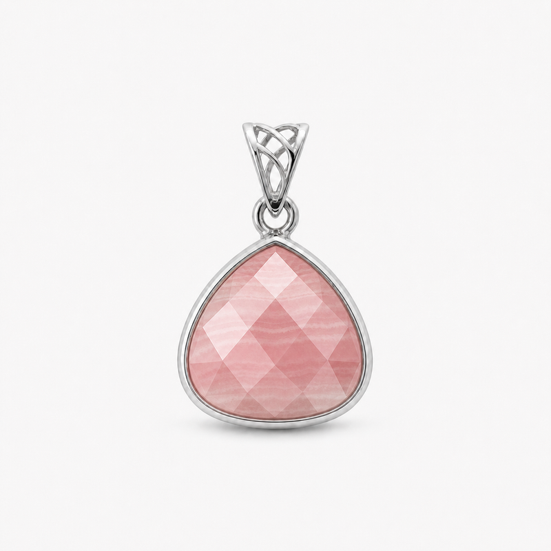 Zilveren hanger met Onyx edelsteen · Rhodochrosiet · studiofoto · steen:rhodochrosiet