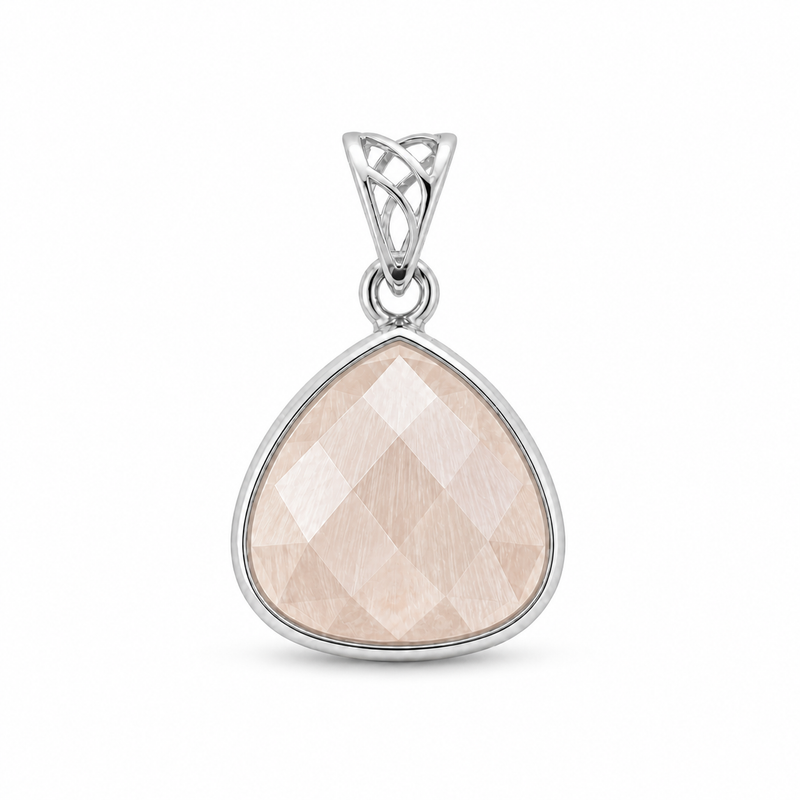 Zilveren hanger met Onyx edelsteen · Scolesiet · detail · steen:scolesiet