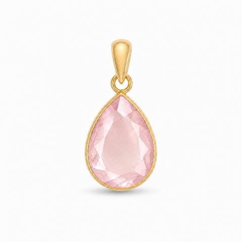 Geel goud vegulde hanger met facet geslepen edelsteen - goldplated zilver - 14 x 10 mm · Rozenkwarts