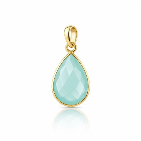 Geel goud vegulde hanger met facet geslepen edelsteen - goldplated zilver - 14 x 10 mm · Chalcedoon