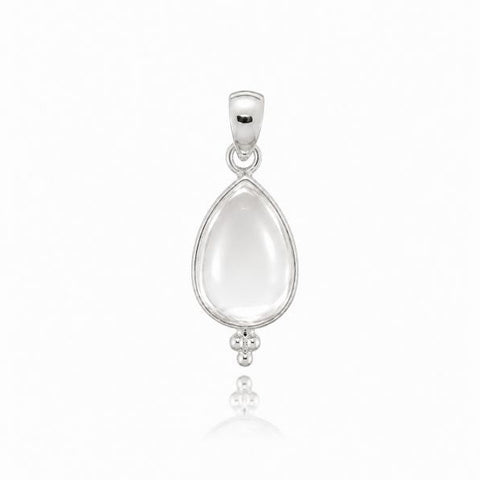 Zilveren hanger met druppelvormige edelsteen - 925 zilver - 12 x 8 mm · Bergkristal