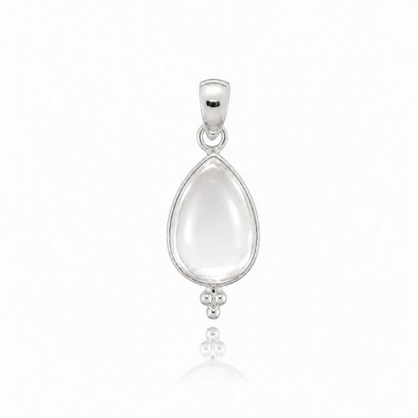 Zilveren hanger met druppelvormige edelsteen - 925 zilver - 12 x 8 mm · Bergkristal · productfoto · steen:bergkristal