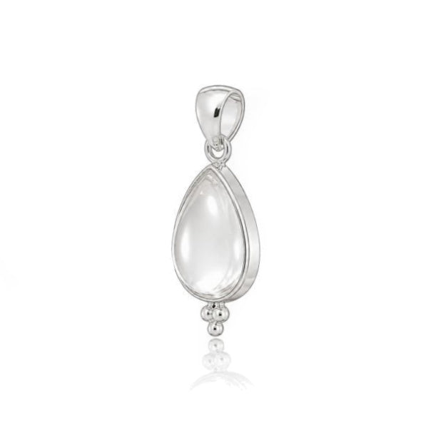 Zilveren hanger met druppelvormige edelsteen - 925 zilver - 12 x 8 mm · Bergkristal · productfoto · steen:bergkristal