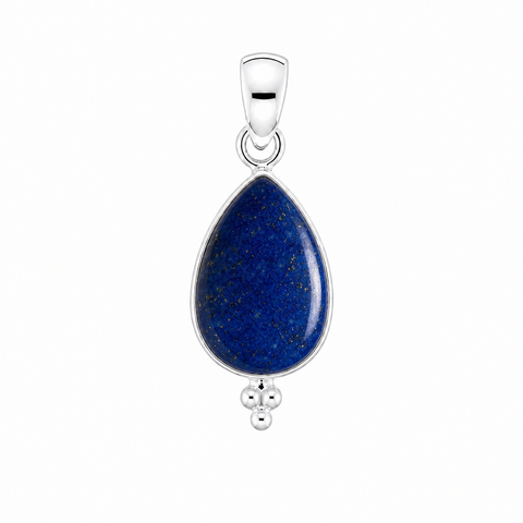 Zilveren hanger met druppelvormige edelsteen - 925 zilver - 12 x 8 mm · Lapis Lazuli