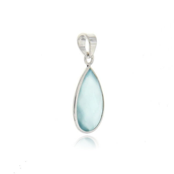 Zilveren hanger met Chalcedoon aqua edelsteen