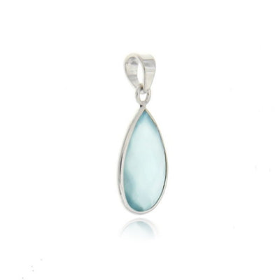 Zilveren hanger met Chalcedoon aqua edelsteen