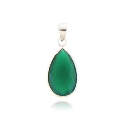 Zilveren hanger met Groene Onyx edelsteen