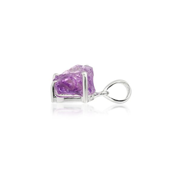 Zilveren hanger met ruwe in klauw gezette edelsteen - 925 zilver - 24 x 12 mm