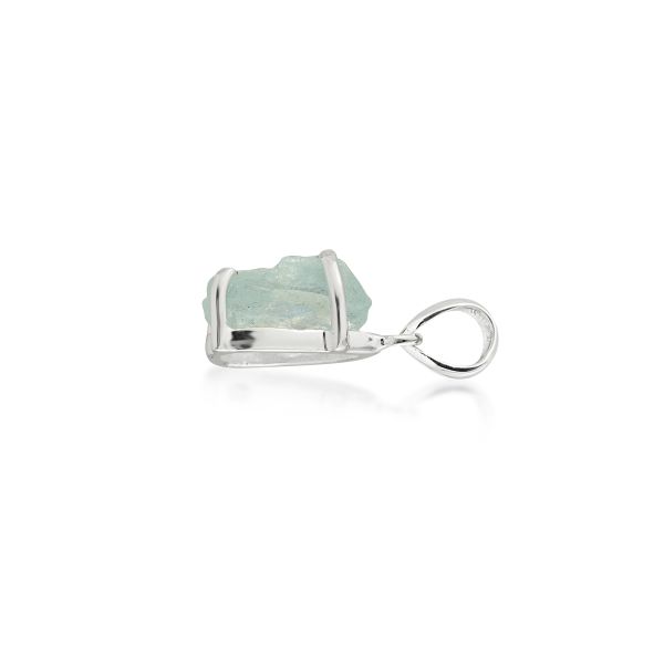 Zilveren hanger met ruwe in klauw gezette edelsteen - 925 zilver - 12 x 10 mm · Aquamarijn · productfoto · steen:aquamarijn