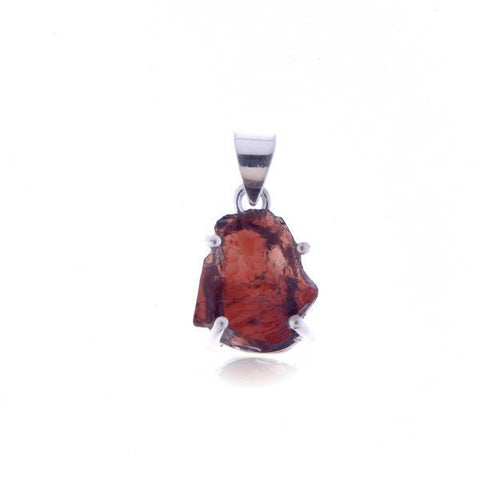 Zilveren hanger met ruwe in klauw gezette edelsteen - 925 zilver - 24 x 12 mm · Granaat