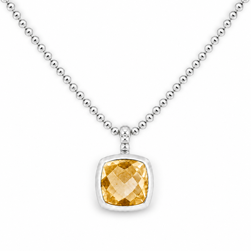 Zilveren collier met Amethist edelsteen · Citrien · detail · steen:citrien