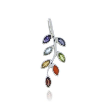 Zilveren Chakra blaadjes hanger met diverse edelstenen