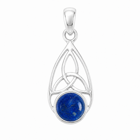 Zilveren hanger met rond glad geslepen edelsteen - 925 zilver - 8 mm · Lapis Lazuli