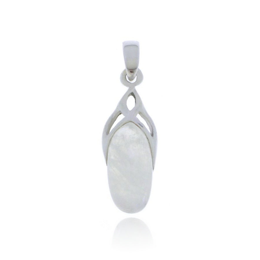 Zilveren triskel hanger met Regenboog Maansteen edelsteen