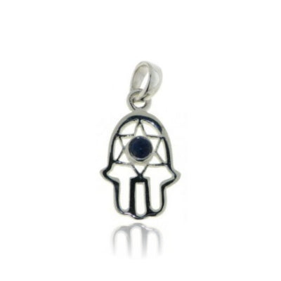 Zilveren handje van Fatima, Hamsa handje hanger met Lapis Lazuli edelsteen