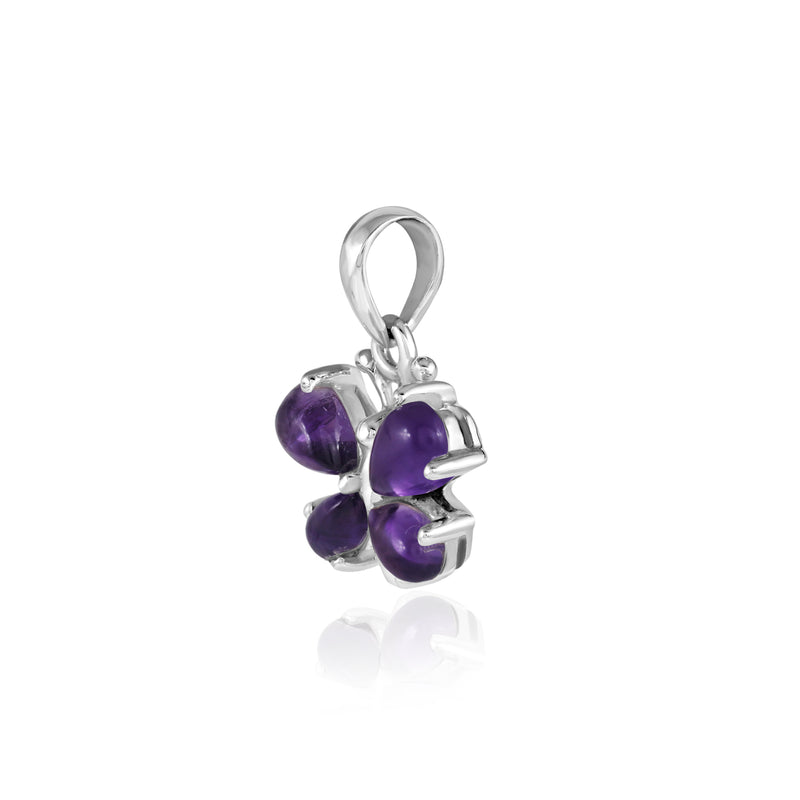 Zilveren vlinder hanger met druppelvormige edelsteen - 925 zilver - 21 x 16 mm · Amethist · productfoto · steen:amethist