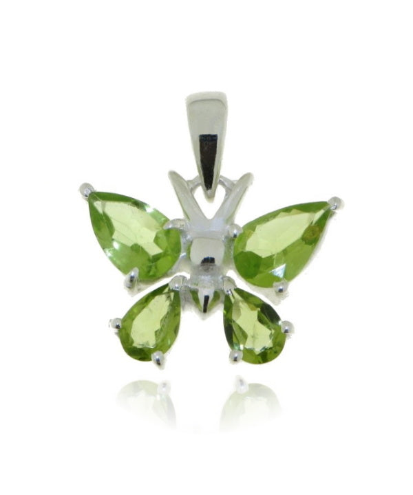 Zilveren vlinder hanger met Peridoot edelsteen
