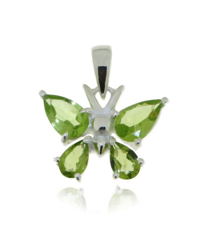 Zilveren vlinder hanger met Peridoot edelsteen