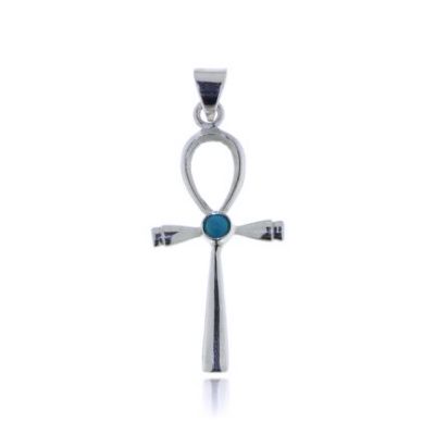 Zilveren Ankh hanger met Turkoois edelsteen