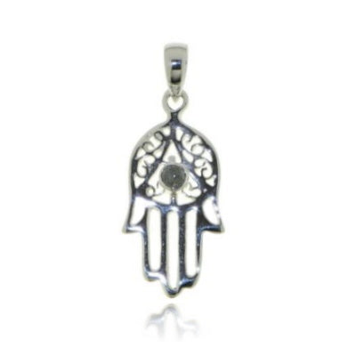 Zilveren handje van Fatima, Hamsa handje hanger met Labradoriet edelsteen
