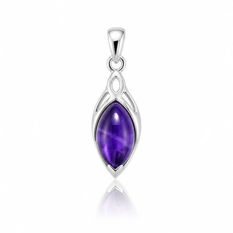 Zilveren hanger met marquise geslepen edelsteen - 925 zilver - 24 x 10 mm · Amethist