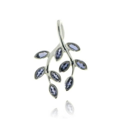 Zilveren blaadjes hanger met Ioliet edelstenen