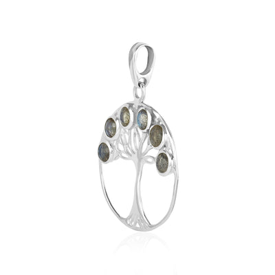 Zilveren levensboom met Labradoriet edelsteen