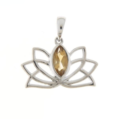 Zilveren Lotus hanger met Citrien edelsteen