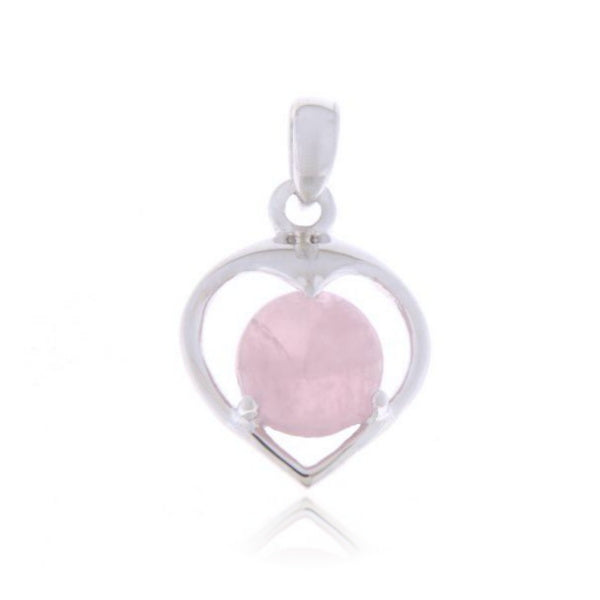 Zilveren hart hanger met Rozenkwarts edelsteen